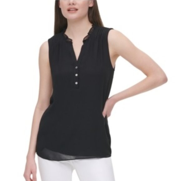 Calvin Klein Tops - Calvin Klein Ruffled Pleated Blouse